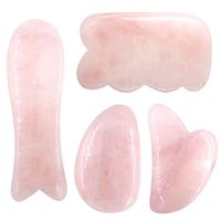 Domika Gua Sha Scraping Massage Stone,4pcs Handmade Rose Quartz Guasha Board Traditional Scraper Tools for SPA Acupuncture,Therapy Massage Stones