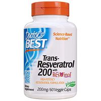 Doctor's Best, Trans-Resveratrol with ResVinol, Non-GMO, Vegan, Gluten Free, Soy Free, 200 mg, 60 Veggie Caps