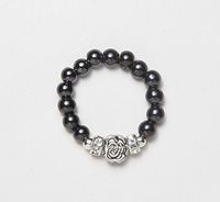 Silver Flower Magnetic Therapy Stretch Ring (Large Ring Size 8-9)