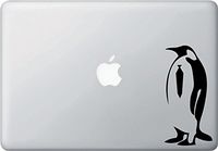 Business Penguin - Macbook or Laptop Vinyl Decal Sticker - Copyright Yadda-Yadda Design Co. (2.75"w x 6"h) (BLACK)