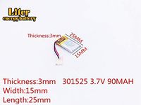 3.7V 90mAh 301525 Lithium Polymer Ion Rechargeable Battery Lithium Polymer Li-Po Battery for MP4 GPS MP3 Bluetooth Stereo DIY Gift