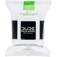 DUDE Face & Body Wipes 30 Count Energizing & Refreshing Scent Infused with Pro Vitamin B-5, Face Cleansing Cloths for Men, Lightly Scented for Mid-Day Refreshment, Hypoallergenic, Alcohol Free
