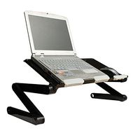Portable Laptop-Table Desk Folding Fully Adjustable-Ergonomic Table with USB FAN Ultrabook Tablet Black Bed Tray Book Stand Up to 15" (Black)