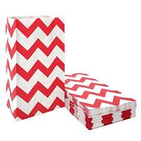 50 CT Chevron Paper Bags Red Paper Party Favor Bags Treat for Party Supplies by ADIDO EVA (5.1 x 3.1 x 9.4 in Red)