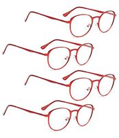 READING GLASSES 4 pack Ladies Round Readers Women (Red, 1.25)