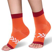 SuMade Ankle Running Support, Running Socks Ladies Womens Foot Sleeves Ankle Brace Plantar Fasciitis Compression Socks for Pain Relief Heel Spurs, Achilles Tendonitis, Swelling 1 Pair (Orange, L/XL)