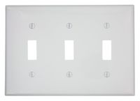 Leviton 80711-W 3-Gang Toggle Device Switch Wallplate, White