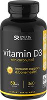 Vitamin D3 (2000iu/50mcg) Enhanced with Coconut Oil for Better Absorption ~ Non-GMO & Gluten Free (360 Mini Liquid Softgels)