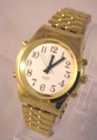 Men's Deluxe Talking Wrist Watch with Alarm Gold Tone for the Blind/Low Vision
