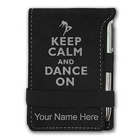 Mini Notepad, Keep Calm and Dance On, Personalized Engraving Included (Black with Silver)