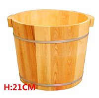ERHANG Foot Massagers Pedicure Basin Flat Cedar Foot Bath Tub with Cover Massage Barrel Household Cleaning Supplies,A