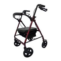 III- Four Wheel Lightweight Aluminum Foldable Rollator Walker for Seniors with Seat, Backrest, Cane Holder and Storage Tote, Compact Folding Walker