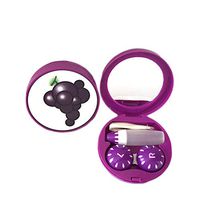OH Fashion Contact Lens Case Fruits Grapes 5 Packs Portable Case Travel Contacts Holder Container Soak with Contact Solution Bottle, Mirror, Inserter and Remover Tool and a Soft Tip Tweezer