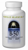 Source Naturals B-50 Complex 50 mg B-Vitamins For Energy Production Support - 50 Tablets