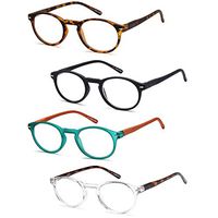 Gamma Ray Reading Glasses - 4 Pairs Spring Hinge Round Mens and Womens Lightweight Readers
