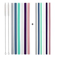 Senneny 6 Big Silicone Straws & 6 Regular Silicone Drinking Straws for 30oz and 20oz Tumbler - Reusable Silicone Straws for Yeti/Rtic/Ozark- with 2 Cleaning Brushes & 1 Travel Pouch- Straight