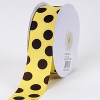 Canary with Brown Dots Grosgrain Ribbon Jumbo Dots 1-1/2 inch 25 Yards