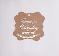 Fancy Frame Gift Tags, Thank You Tags, Gold Foil - 30 Pack - Kraft Paper, Thanks for Celebrating with Us! (Frame Kraft 4)