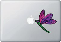 Yadda-Yadda Design Co. Dragonfly Design 2 - Stained Glass Style - Vinyl Decal for Laptop | MacBook | Tablet | Trackpad - Copyright (Size and Color Choices) (Medium 4.5" w x 5" h) (Purple-Green)