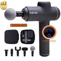 Ourcan Massage Gun Percussion Massager Handheld for Deep Tissue Massager Professional Muscle Massager with 5 Replaceable Heads LCD Touch Screen Cordless Massager Gun for Pain Relief (Gray)