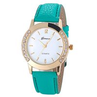 Women Watches Daoroka Women's Fashion Retro Digital Dial Leather Band Big Numbers Quartz Analog Wrist Watch (Green)