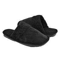 Westend Men's Sherpa Slippers with Memory Foam Insoles (Black, Large/11-12 US)