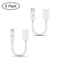 Micro USB 2.0 OTG Cable On The Go Adapter Male Micro USB to Female USB for Android Smart Phones and Tablets,2 Pack, White