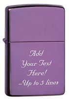 Zippo High Polish Classic Purple Outdoor Custom Personalize Engraving Message Windproof Lighter
