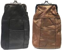 [2-Pack] Eclipse Full Lamb Skin Cigarette Case Pouch, Coin Purse, Lighter Holder, Holds 120s Size (X-Long) Cigarettes, 3203 {Choose Your Own Colors!} (Black & Brown)