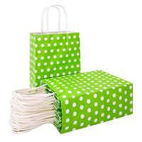 25 PCS Green Paper Gift Bags with Handles Polka Dot Paper Party Favor Bags for Kid’s Birthday Wedding Holiday Party Supplies by ADIDO EVA（8.2 x 6 x 3.1 in Green）