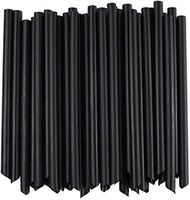 Black Paper Boba Fat Straws Individually Wrapped 50 Count by Buddha Bubbles Boba