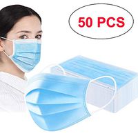 Honzen 50 Pcs 3Ply Breathable and Comfortable Covers with Earloop Anti Dust Breathable Disposable Earloop Mouth Face Cover,Thick 3-Layer Mouth Cover Protection and Personal Health