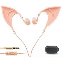 Elf Earbuds Headphones - SHREBORN Elegant Elves Ear Design Ultra-Soft Corded Earphone with Mic Perfect Sound Quality Fairy's Adorable Cosplay Headset Spirit Costume accessories