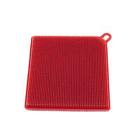 Digood 1Pcs Antibacterial Silicone Non Stick Dishwashing Brush Sponge Scrubber Towel For Kitchen Wash Pot Pan Dish Bowl Fruit and Vegetable Cleaning Tool (Red)