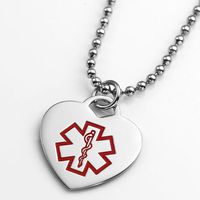 StickyJ USA Heart Medical Alert Charm or Pendant 3/4 Inch w Free Engraving