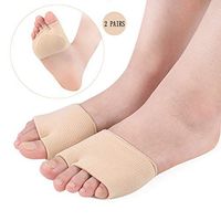 Metatarsal Sleeve Pads, Half Toe Bunion Sleeve with Sole Forefoot Gel Pads Cushion for Bunion Forefoot Mortons Neuroma, 2 Pairs,L