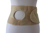 Safe n' Simple Unisex Ostomy Hernia Support Belt with Adjustable Hole, Stoma Hernia Belt, Right Hole, 6", Beige, Medium