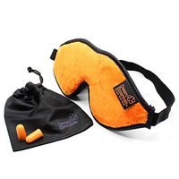 Dream Essentials Escape Luxury Plush Sleep Mask Kit with Eye Cavities, Earplugs and Carry Pouch (Orange), Gift Set
