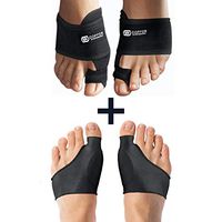 Copper Compression Bunion Corrector and Bunion Relief Kit. 1 Pair of Bunion Cushions + 1 Pair of Bunion Splint Correctors. Bunion Pads Sleeve + Big Toe Splint for Women + Men Relief for Bunions, Feet