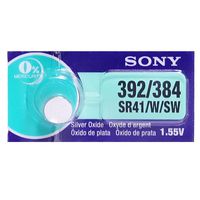 Sony 392/384 (SR41/W/SW) 1.55V Silver Oxide 0%Hg Mercury Free Watch Battery (1 Battery)