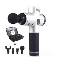 Handheld Massager Gun for Muscle Pain Relief Stiffness Relaxation, Portable Cordless Quiet Chargable Deep Tissue Massage Gun with 4 Massage Heads and Suitcase (Red) (Silver)