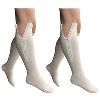 HealthyNees White 2 Pairs 20-30 mmHg Zipper Compression Closed Toe (3XL - 2 Pairs)