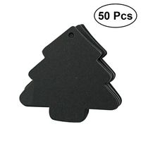 BESTOYARD 50pcs Christmas Tree Shape Label Kraft Paper Vintage Hang Blank Name Card Tag Price Tags Wedding Party Gift Tags (Black)