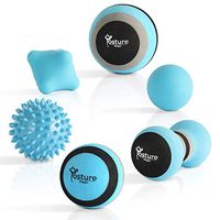 Posture Magic Massage Ball Set for Myofascial Trigger Point Release & Deep Tissue Massage - Set of 6 - Large Foam/Small Foam/Lacrosse/Peanut/Spiky/Hand Exercise Ball (Blue)