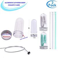 Extra Long 10" Collapsible straws Food Grade Silicone Drinking Straws Portable Reusable Washable Straws With cleaning brush and case (B Cyan and Gray, 2 Packs)