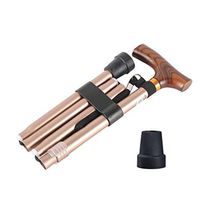 Crutches Wood Telescopic Folding Crutch Mountain Skid Easy Aluminum Stick Used by The Elderly (Color : Gold, Size : 30cm)