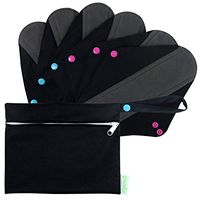 Wegreeco Bamboo Reusable Sanitary Pads (Stylish Pattern) - Cloth Sanitary Pads | Light Incontinence Pads | Reusable Menstrual Pads - 6 Pack Pads, 1 Cloth Mini Wet Bag Bonus (Small, Black)