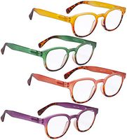 READING GLASSES 4 pack Ladies Colorful Round Readers for Women Reading +1.75