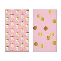 Everyday Bathroom Guest Towels, Disposable Paper Buffet Napkins, Set of 2 Packages of 16 (Pink Pineapple)