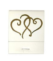 50 White Matches Printed Hearts in Metallic Gold Matchbooks Wedding, Anniversary, Birthday, Party, Your Choice of Color of Print